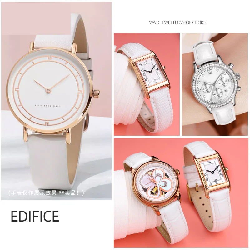 12 мм 14 15 16 17 18 20 для Tissot Картье DW белый ремешок Розовое золото металлическая пряжка