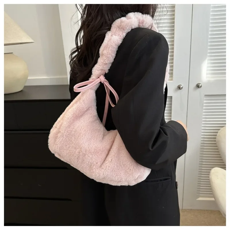 Сумка кросс-боди на завязках новинка плюшевая модная плиссированная сумка через