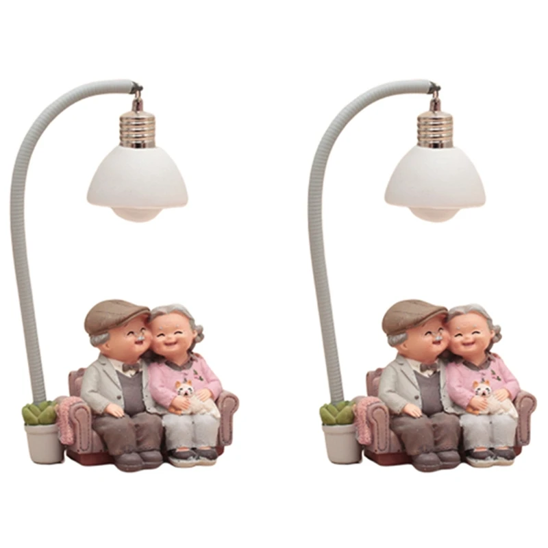 

Retail 2X Creative Couple Night Light Ornaments Valentine Wedding Anniversary Gift Home Decor Romantic Resin Ornament B