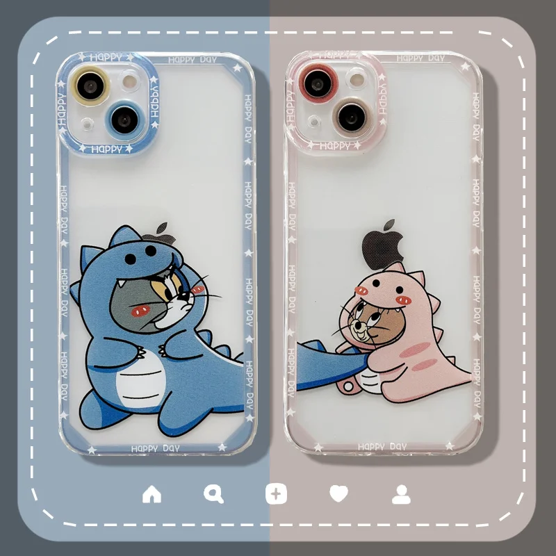 

BANDAI Cartoon Anime Tom And Jerry Dinosaur Silicone Phone Case for Samsung S20 21 22 Plus ULTRA A02 20 21S 51 M23 33 53 Cover