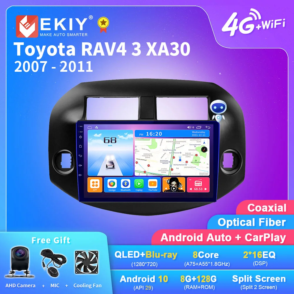 Автомагнитола EKIY T7 Android 10 для Toyota RAV4 3 XA30 2007 - 2011 Navi GPS мультимедийный видеоплеер