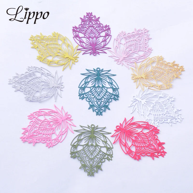 

30pcs/lot AD3435 Brass Thin Hollow out Charms Colorful Gold Color Pendant Jewelry Materials Suitable for DIY Earrings