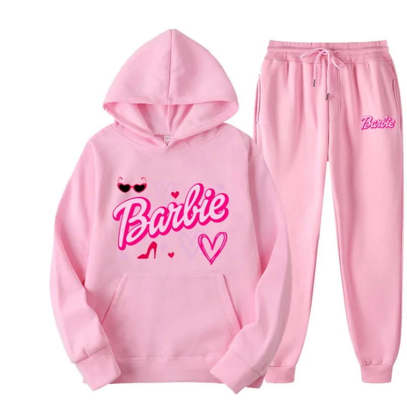 

Barbie Come on Letter Printed Hoodie Sportswear Two Piece Set with Velvet