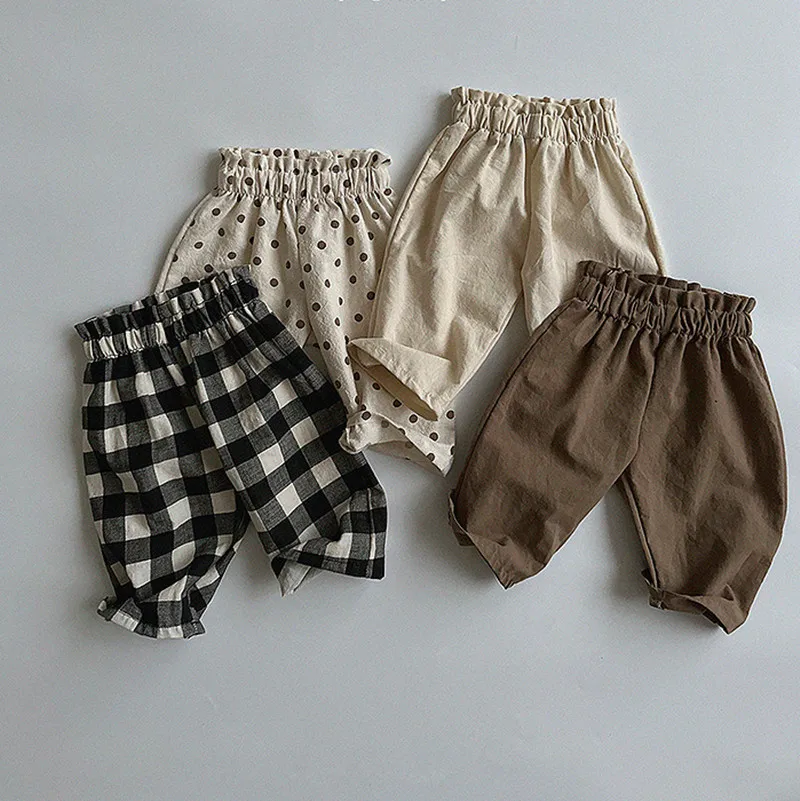 

Baby Pants 2023 Spring and Summer Korean Comfortable and Loose Straight Pants High Waist Boy's Pant Washed Cotton Pants