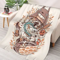 cartoon totoro funny character blanket 3d print sherpa blanket on bed home textiles dreamlike style