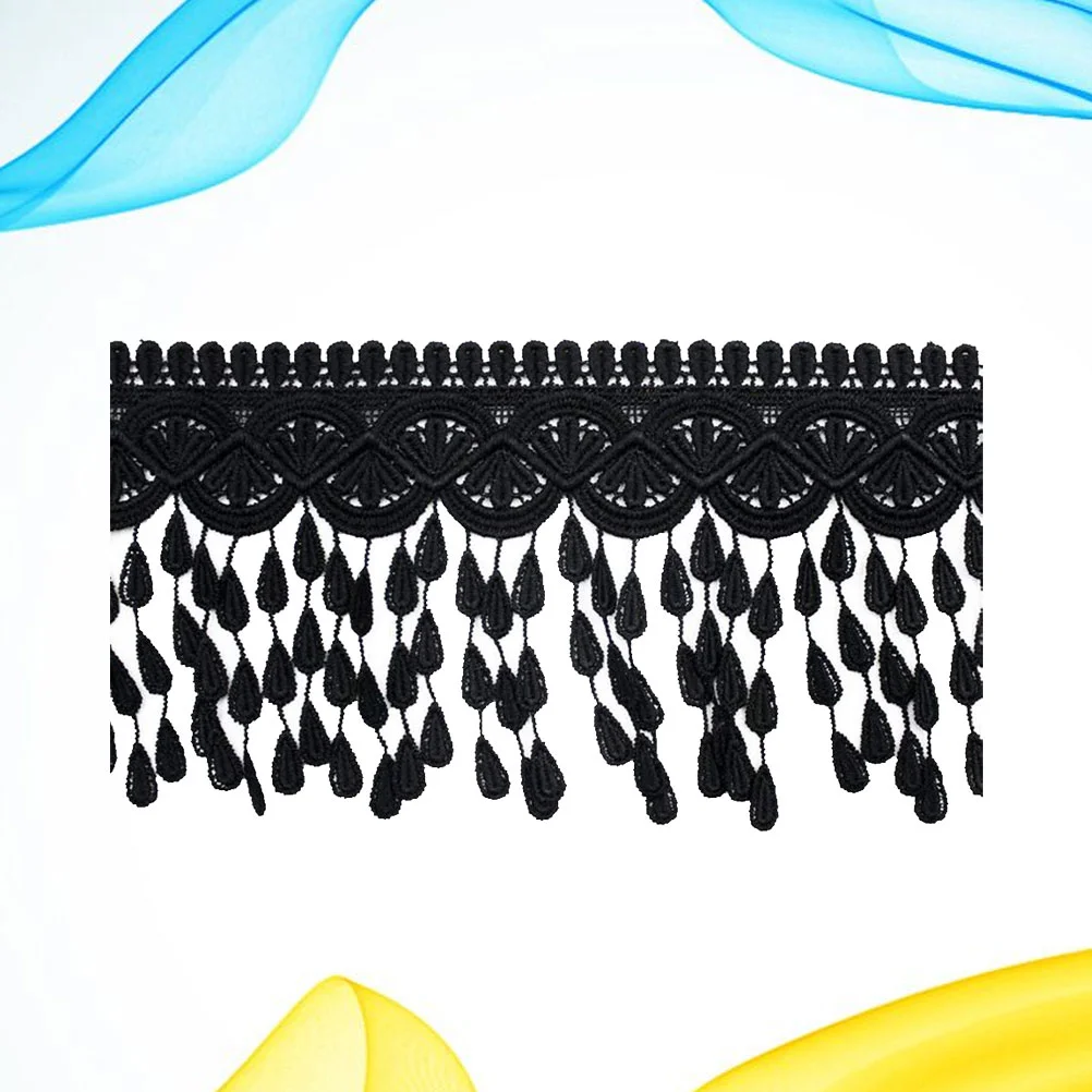 

Trim Lace Sewing Fringe Tassel Ribbon Embroidered Fabric Clothingstyle Garment Wide Vintage Craft Dress Black Upholstery Diy Pom