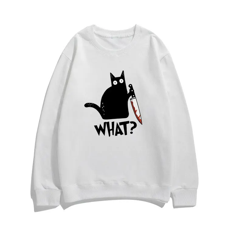 

Пуловер унисекс с ножом и надписью «Cat What murder»