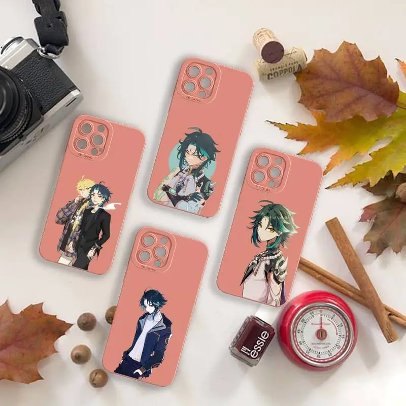 

Hot game Xiao Genshin Impact Phone Case For iPhone 13 12 11 Pro MAX Mini X XS XR 7 8 Plus Camera Lens Liquid Silicone