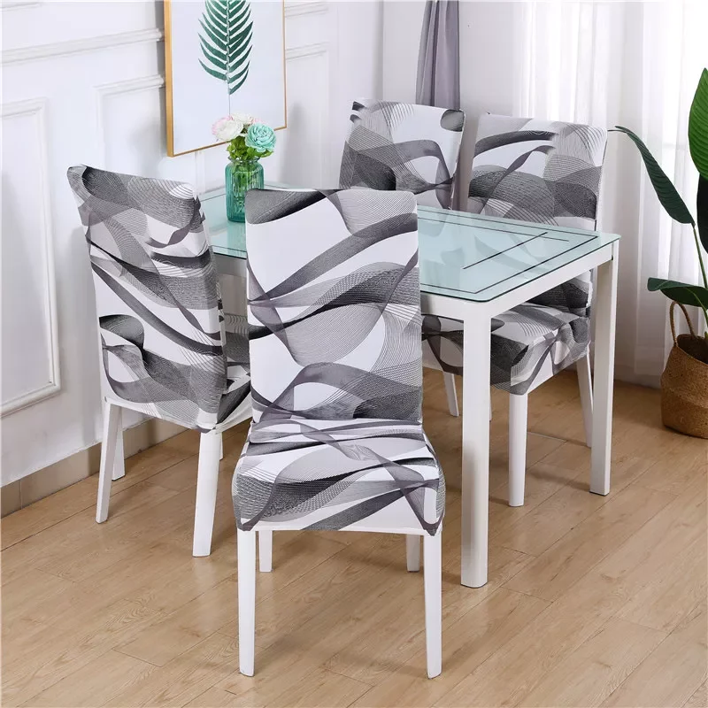 

Cover Spandex for Dining Room Printed Elastic Chair Cover housse de chaise 1/4/6 Pieces