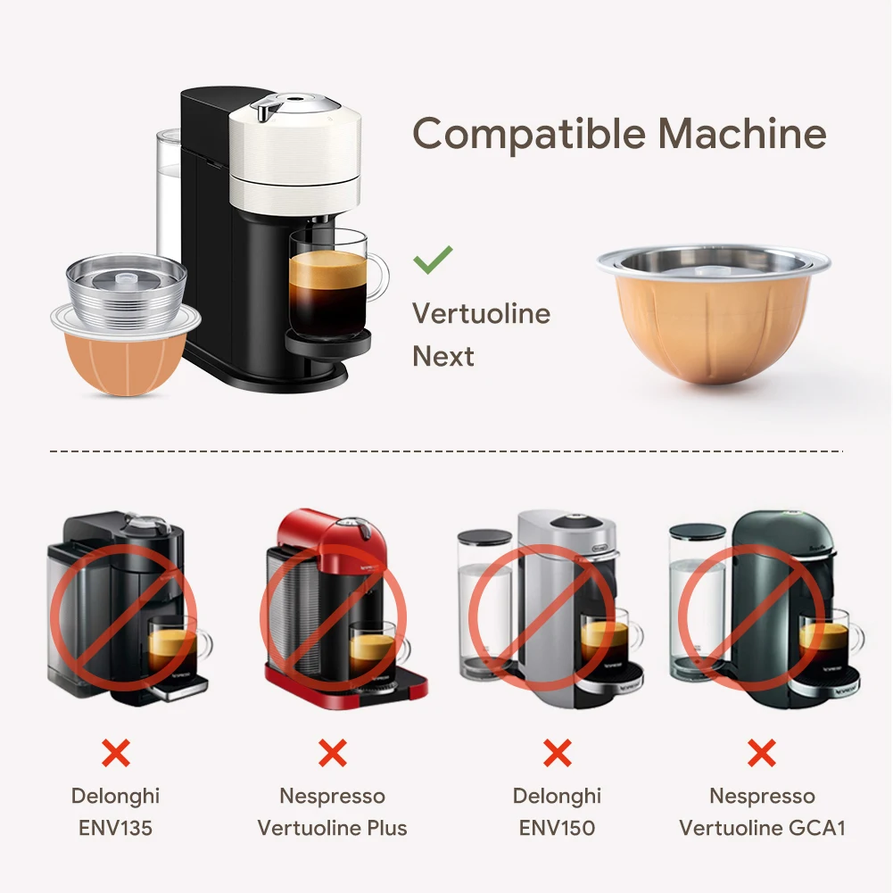 

5Pcs Coffee Capsules Reusable Refill Coffee Capsule(Without Lid) For Nespresso Vertuoline For Vertuo Next 230ML Fine Workmanship