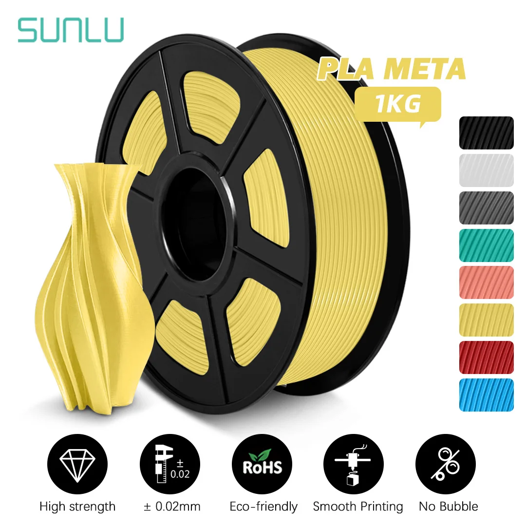 

SUNLU 1KG PLA META Filament Tough and High Liquidity Better for Fast printing 3D Printer ECO 3D Printing Material 3D Filament