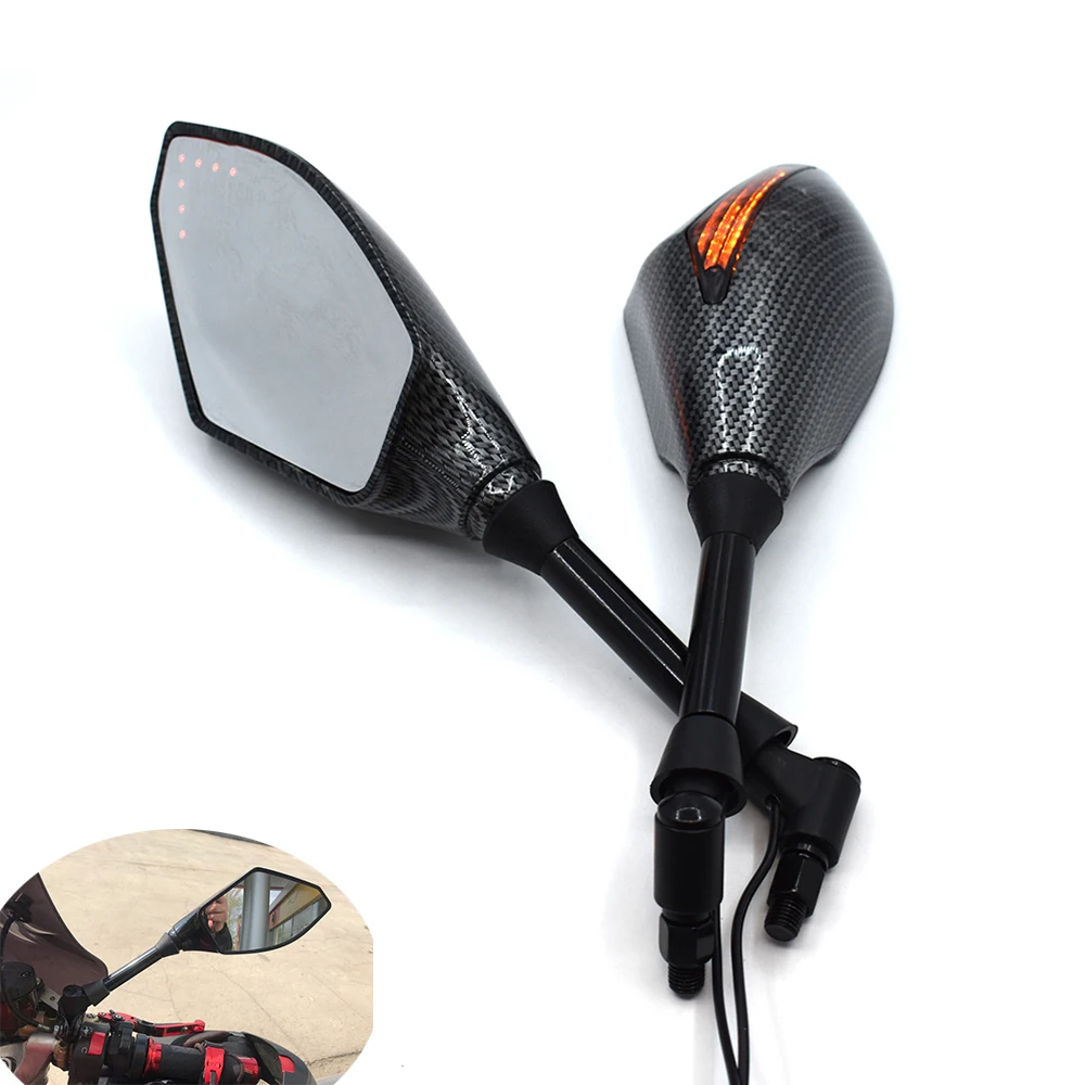 

Universal Motorcycle Rearview Mirrors 10mm With LED Turn Signal Integrated for BMW F800GS F800R F800GT F800ST F800S F700GS F650G