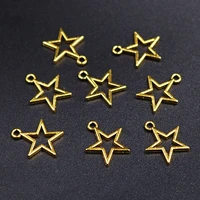50pcs antique gold color openwork mini pentagram pendant diy charm bracelet earrings jewelry crafts metal accessories m975