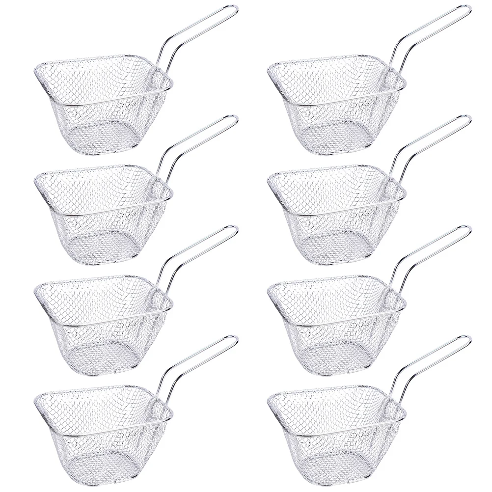 

8pcs Frying Baskets Chicken Cooking Fried Baskets Food Frying Tools (Silver)