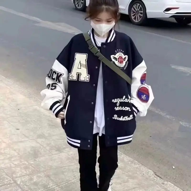 

Vintage Varsity Jacket Women Oversized Harajuku Fashion Baseball Uniform Female Autumn Bomber Jacket College Coat Y2k Streetwear