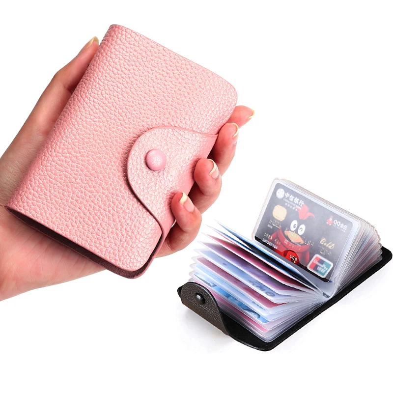 Women Men Leather Card ID Holder Package Certificate Bank Credit Compact Card Holder Case Multi-functional Set Clip Bag Cover