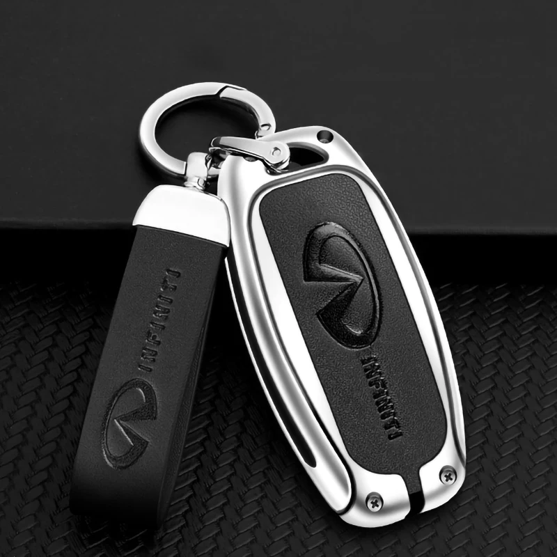 

For Infiniti Q50 Q60 Q70 QX50 QX60 QX70 G25 EX JX35 FX25 FX35 EX35 FX37 JX35 2/3/4 Button Zinc Alloy Leather Car Key Case Cover