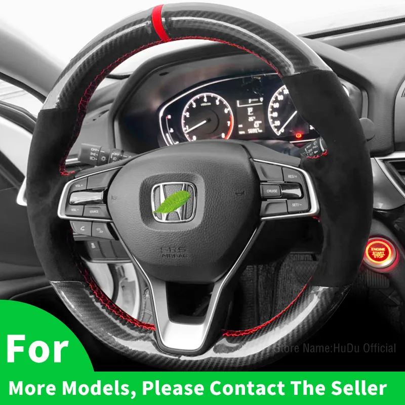 

Car Steering Wheel Cover Black Alcantara Leather Carbon Fiber For Honda Accord 10 2018 2019 Insight 2019 Car Accessories