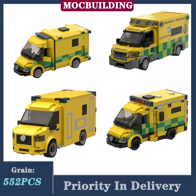 

MOC City Hospital Ambulance Rescue Emergency Vehicle Model Building Block Assembly Car Series Toys for Children Gifts