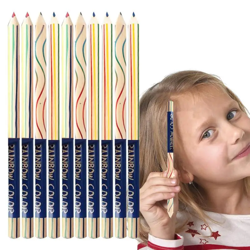 

Разноцветные карандаши, радужные карандаши для рисования, 10 шт., Набор цветных карандашей 4 в 1 для раскрашивания книг, искусственные рисунки