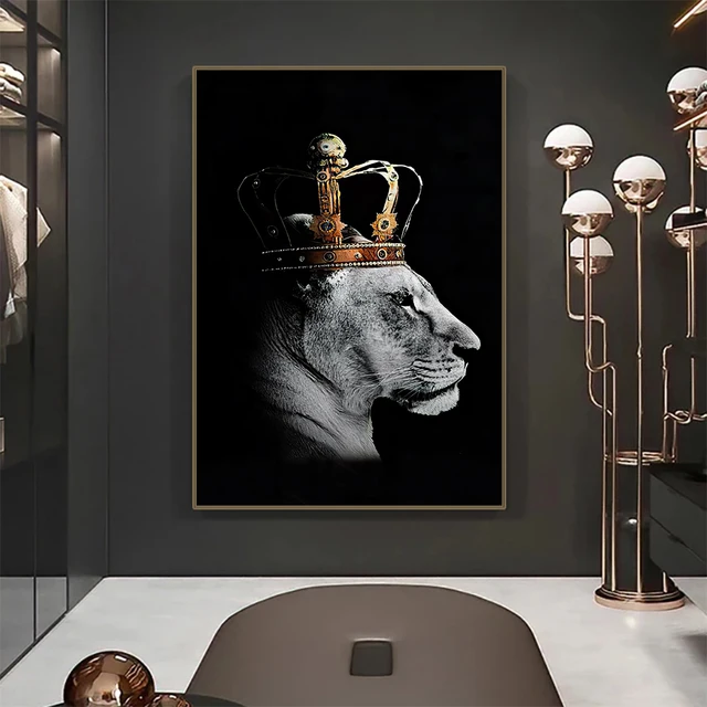 Black Lion King and Lioness Queen Painting Wall Art Picture Animal Canvas Prints Home Decoration Poster for Living Room No Frame 6