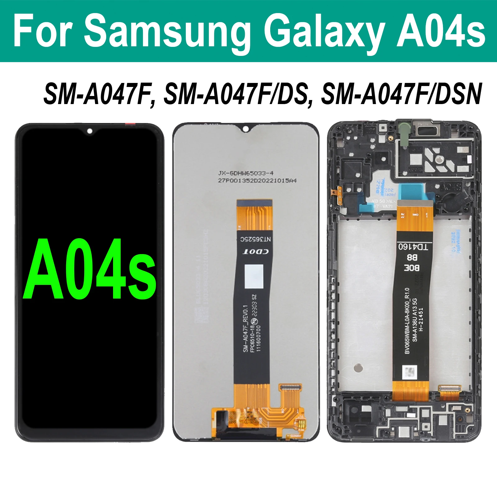 

6.5'' Original Display For Samsung Galaxy A04s SM-A047F SM-A047F/DS SM-A047F/DSN LCD Display Touch Screen Digitizer Assembly