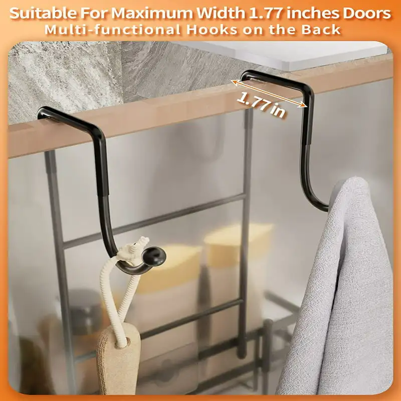 

Fashionable Double Soap Holder Black Stainless Steel Over Door Hanging Shower Caddy with 16 Hooks, No Drilling Based Shower Orga