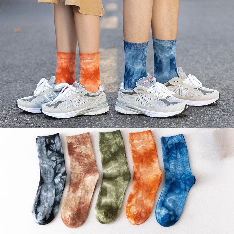 

Женские носки Tie Dye, уличные женские носки, модные повседневные парные хлопковые высококачественные носки, впитывающие пот, европейские нос...