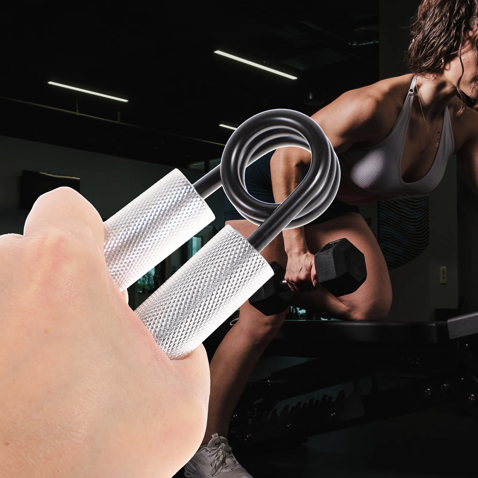 

50LB Hand Grip Strengthener Handle Aluminum Rod Hand Exerciser Non Finger Gripper Trainer for Athletes Fitness Home Gym