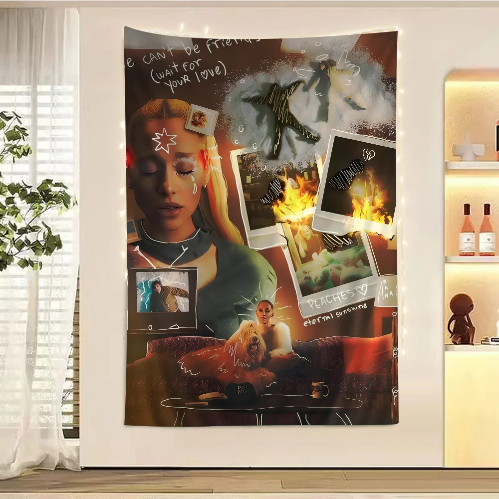 A-ArianaS G-GrandeS певица ретро принт аниме гобелен хиппи цветок настенные ковры Декор в