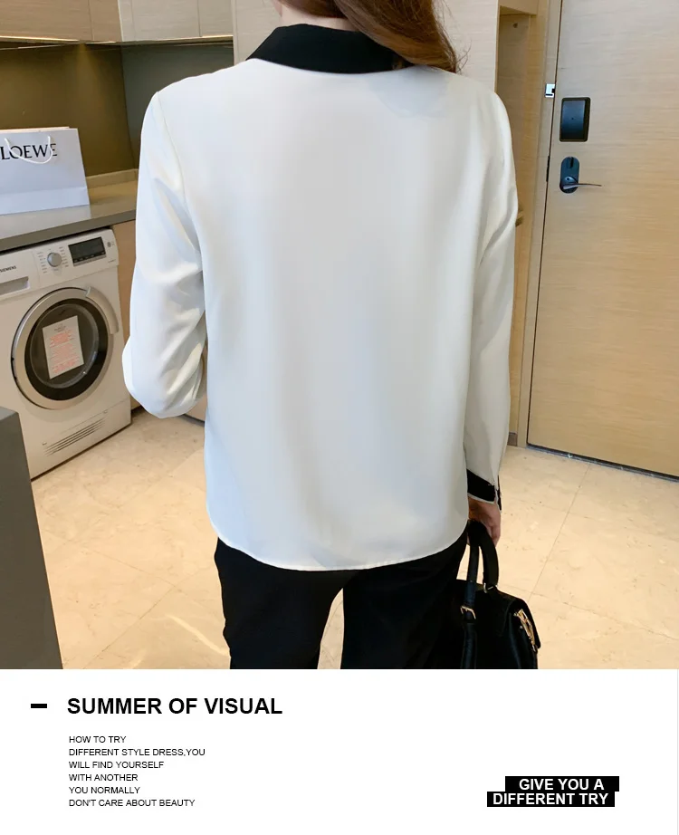 Блузка женская шифоновая с отложным воротником и длинным рукавом 870A