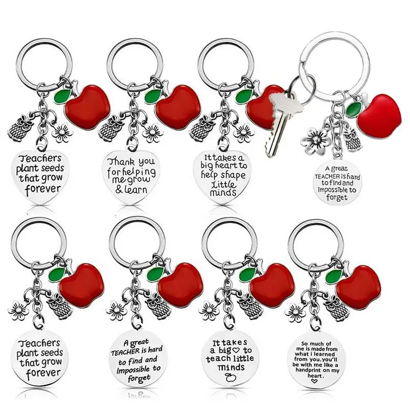 

Teacher Appreciation Gift Keychain Stainless Steel Flower Keychain Birthday Keychain For Owl And Flower Pendant And Lettering