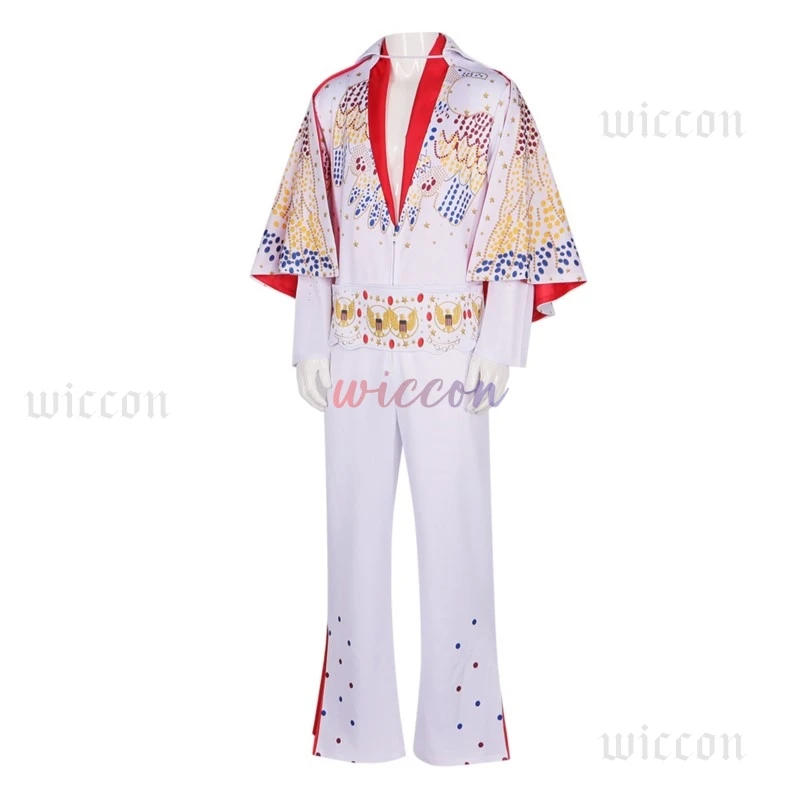 Костюм Элвиса для косплея аниме Presleley Rocker униформа выступлений парик очки