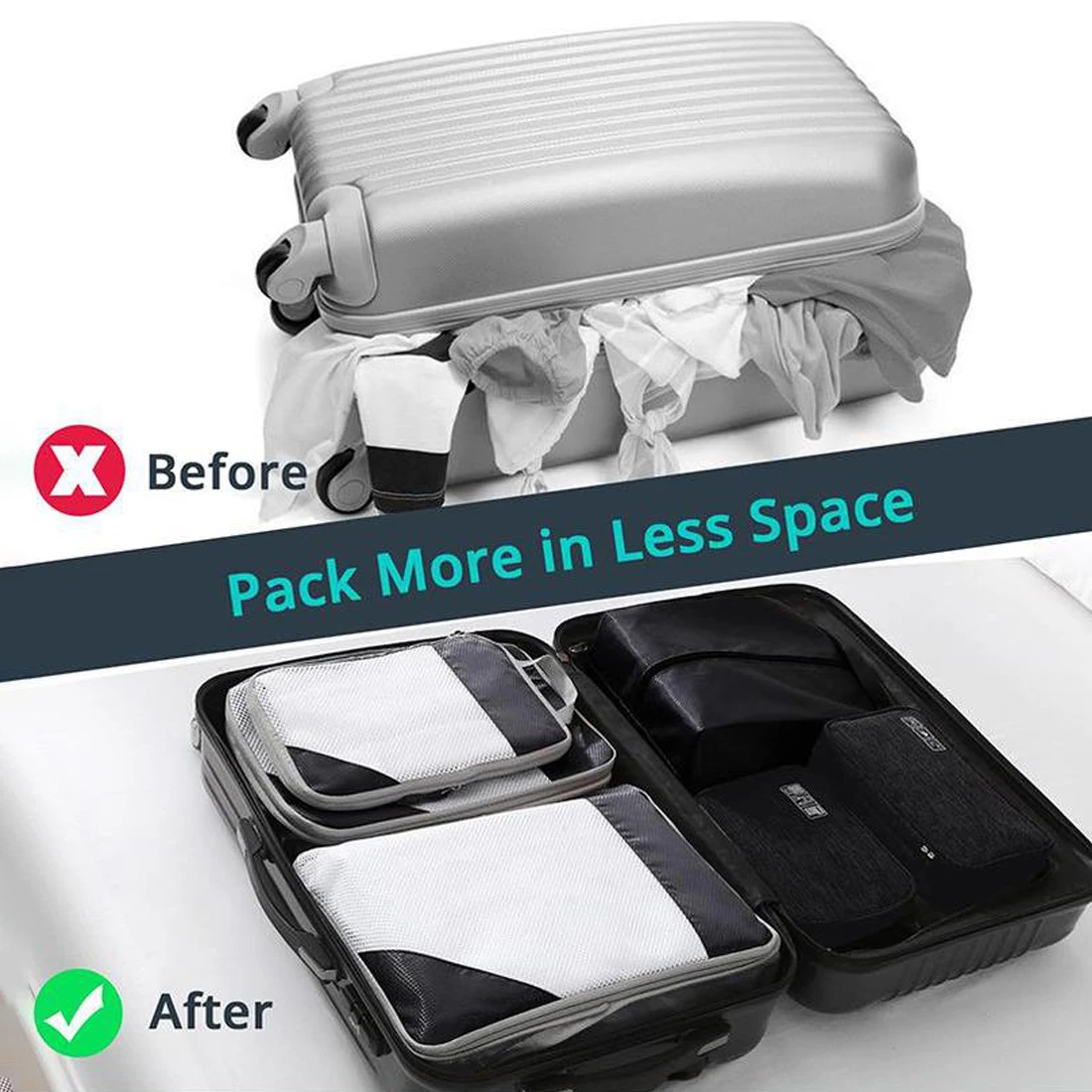 4Pcs/Set Travel Storage Bag Compressible Packing Cubes 2023 Foldable Waterproof Travel Suitcase Nylon Portable Luggage Organizer