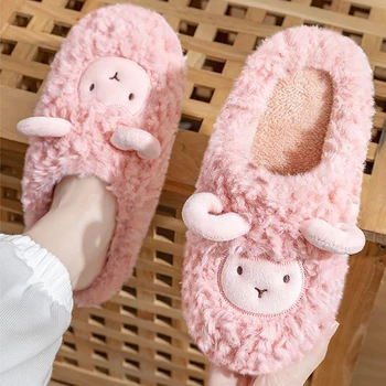 JOYWILL Women's Shoes Winter 2022 Indoor Fashion Home Slippers For Women  Warm Fur Fluffy Slippers Winter Bedroom Female Shoes 2