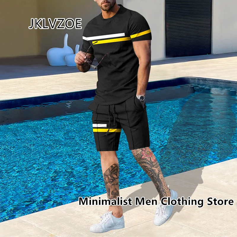 Summer Men Set Fashion 2 Piece Set Men T-Shirt Shorts Pants Suit Casual Short Tracksuit Suit Mens Jogging Sets Oversized Clothes