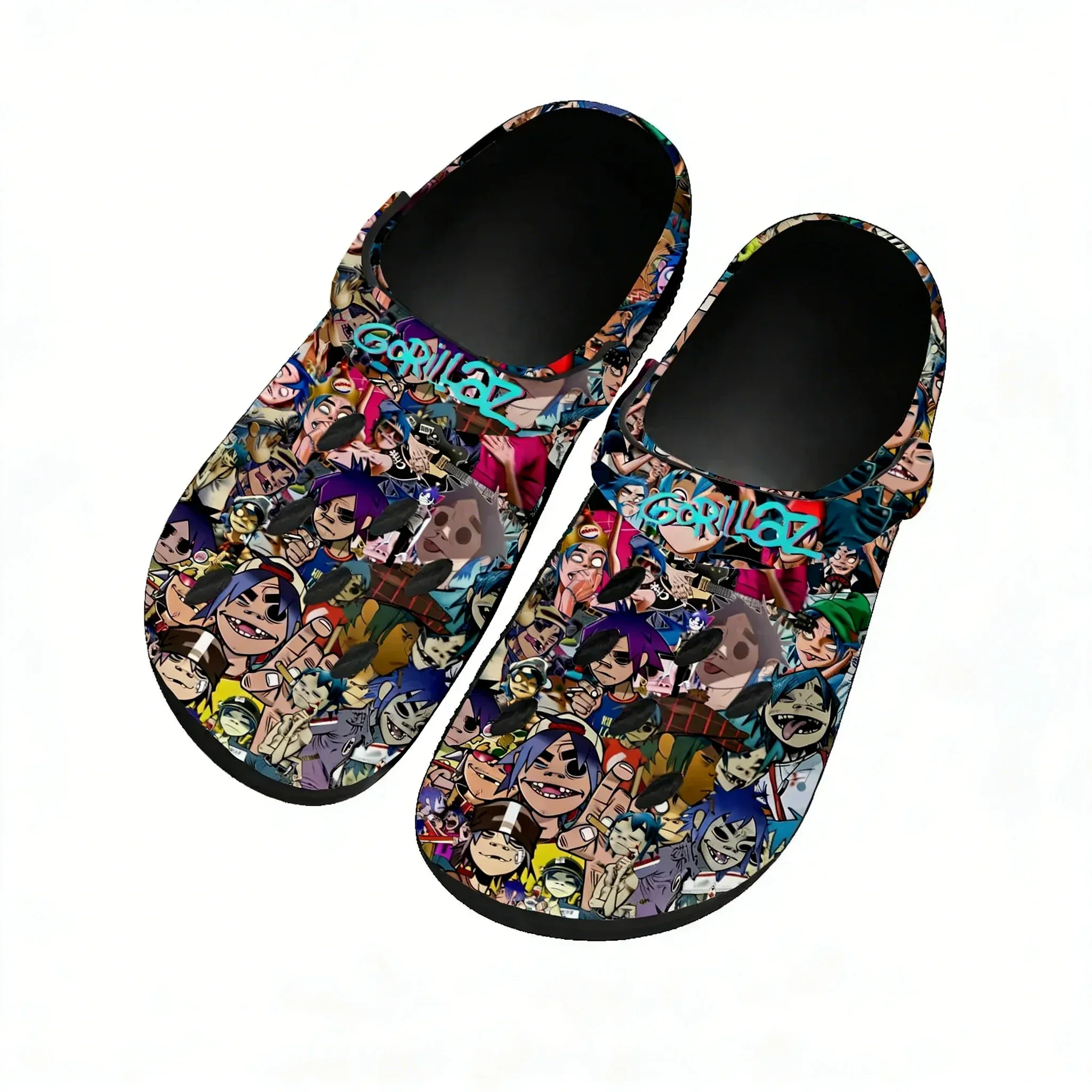 Фото Сандалии G-Gorillazs Home Custom для женщин и подростков, модные, для воды, с принтом рок-группы, дышащие, удобные, пляжные, с отверстиями, тапочки №2