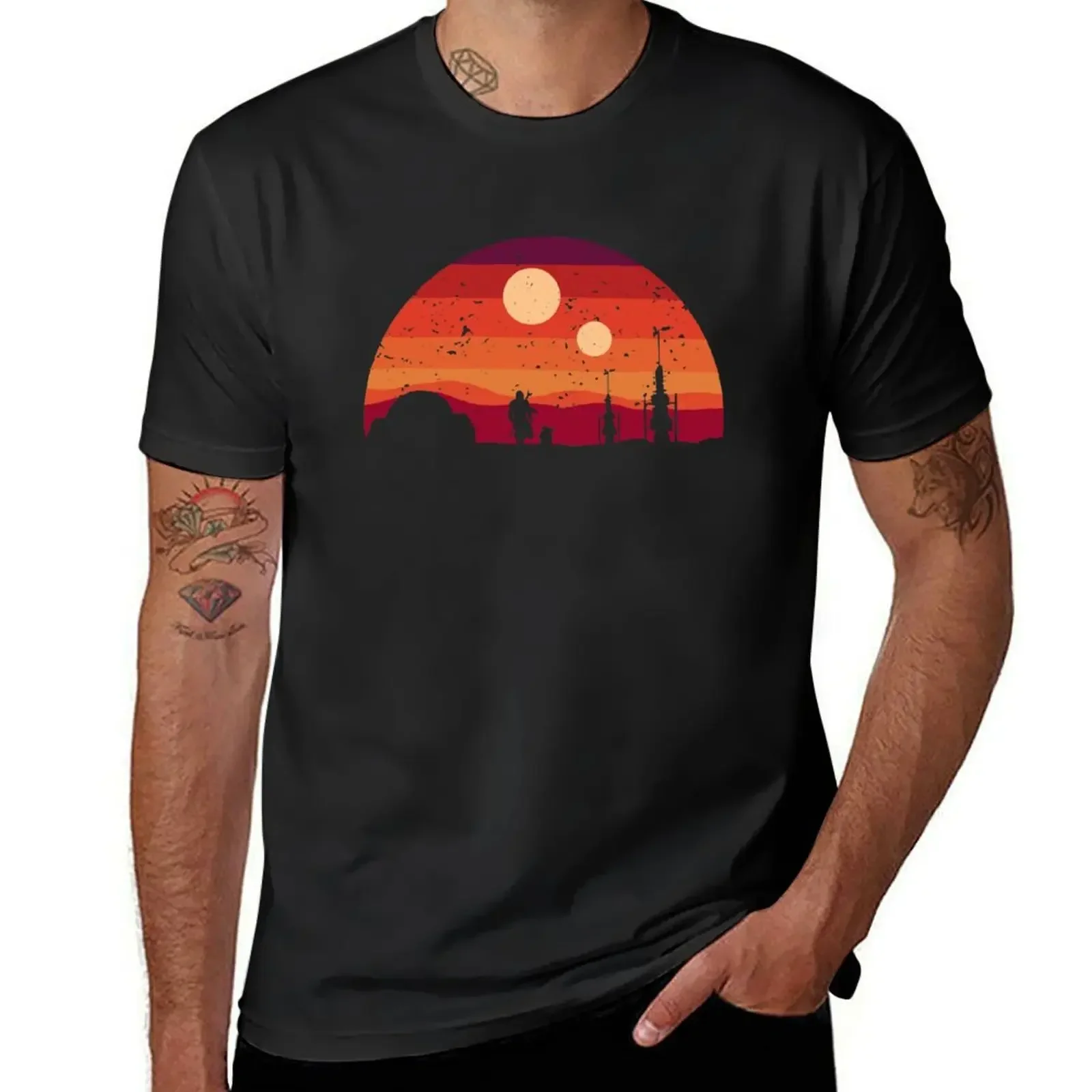 Футболка TATOOINE в стиле ретро с эмблемой клана футболки для мужчин