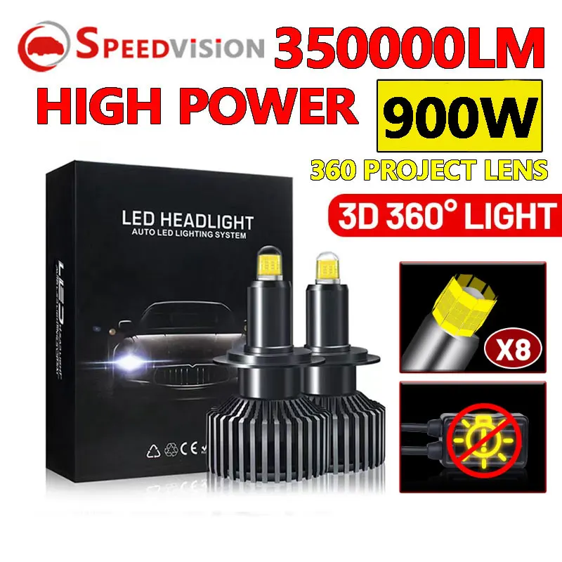 H7 LED 360° Canbus H11 H1 350000 LM HB3 HB4 9005 9006 Автомобильная лампа для фар 6000K H8 9012 HIR2