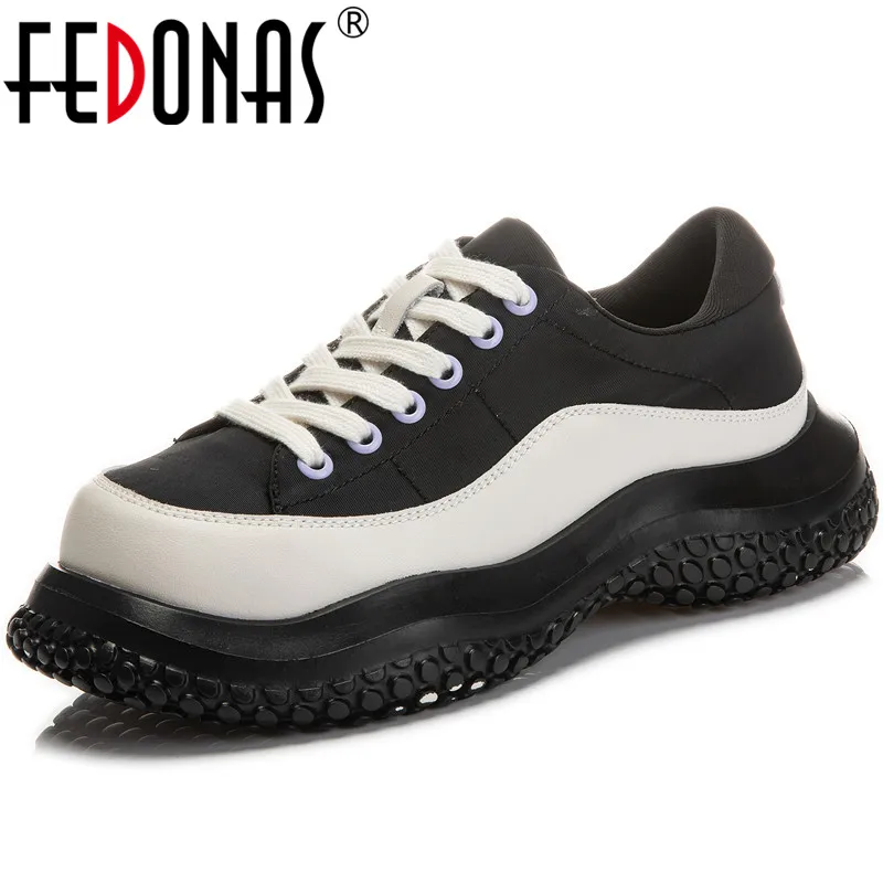 

Женские кроссовки FEDONAS, повседневные кроссовки из натуральной кожи на платформе, на шнуровке, для отдыха, новое поступление