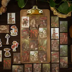 

20packs Wholesale Box stickers Retro Plants flowers DIY hand account material decorative butterfly scrapbook mushrooms 75*55mm