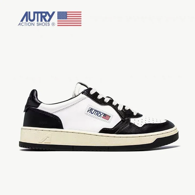 Autry Men Women 2023 American Style Black And White Panda Retro Casual Board Shoes Leather Thick Soles Sports Shoes 2