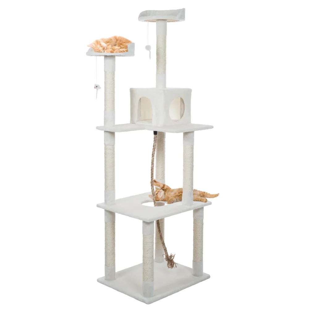 

6-Foot Cat Tower - Napping Perches, Cat Condo, 9 Sisal Rope Scratching Posts, Hanging Toys and Rope – Cat Tree for Indoor Cats