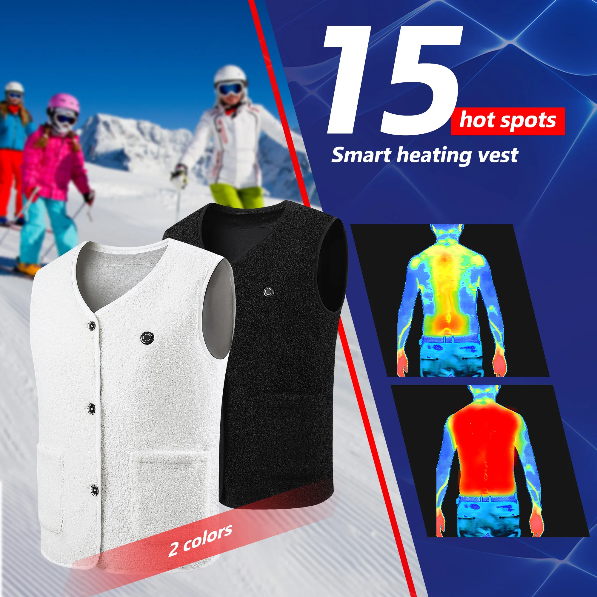 Жилет с подогревом шерстяной флисовый V-образным вырезом и USB-зарядкой