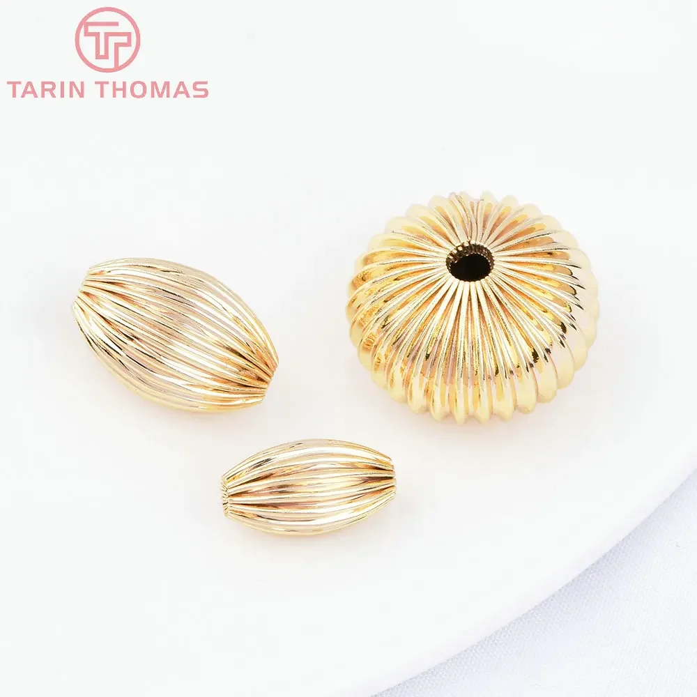 (7455) 6 шт. 7x5 мм 24 К позолоченные латунные бусины-разделители браслет бусины