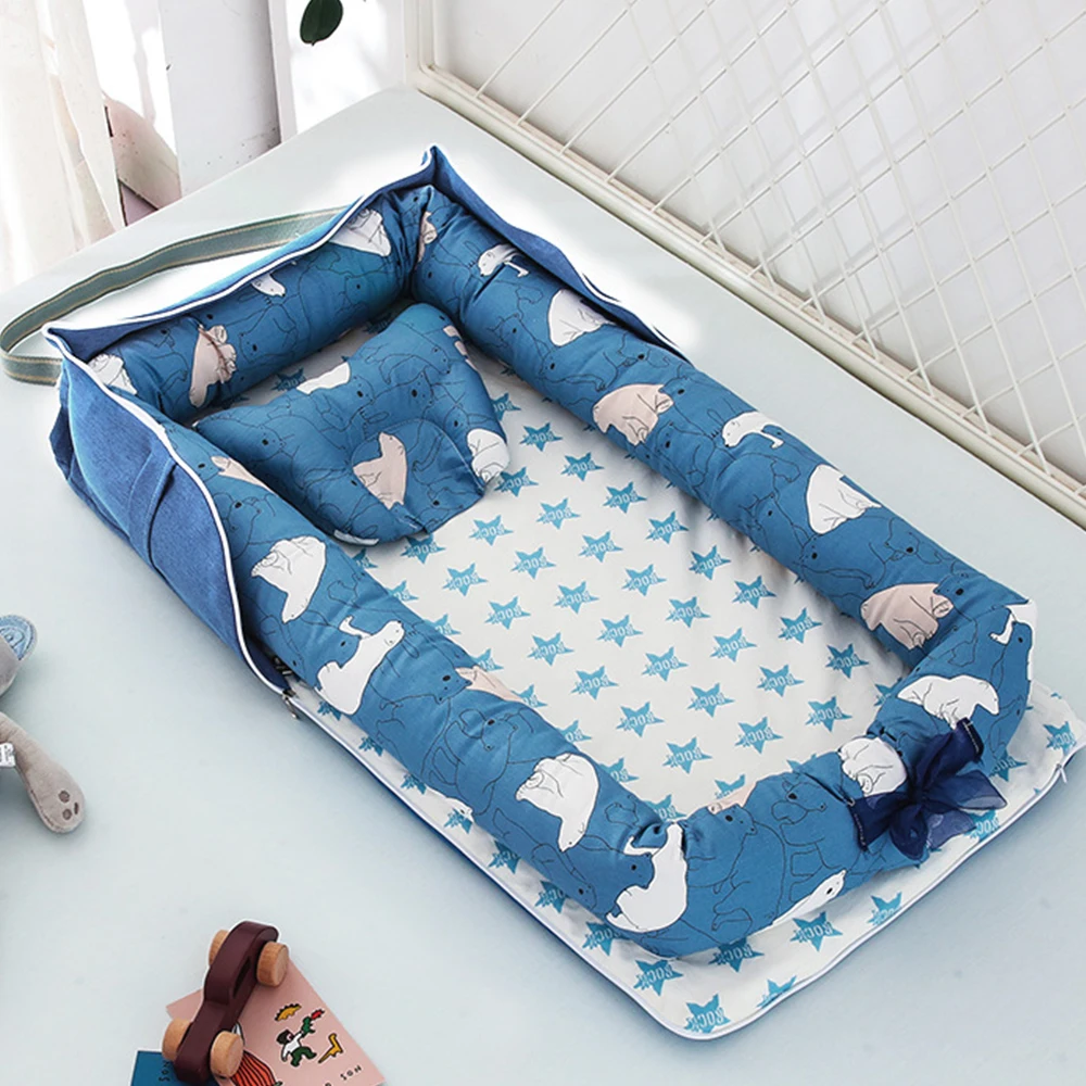

Детская кровать с подушкой, портативная кроватка для новорожденных, детская кровать для путешествий, съемная Складная дышащая корзина для сна для младенцев