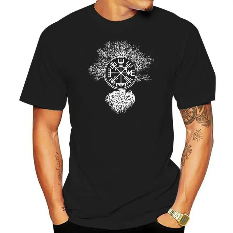 

Vegvisir and Tree of life Yggdrasil T-Shirt Adult T-shirt All Sizes Summer men's printed short-sleeved T-shirt top