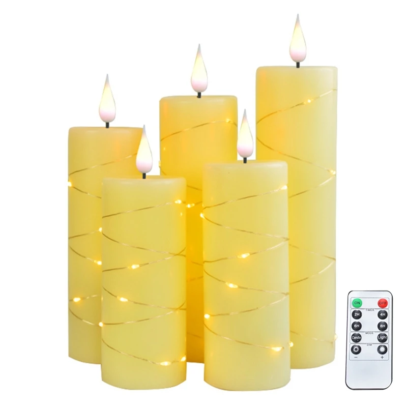 

Flameless Candles Battery Candles with String Lights Battery Powered LED Candle Flashing Candle for Festive Celebrations
