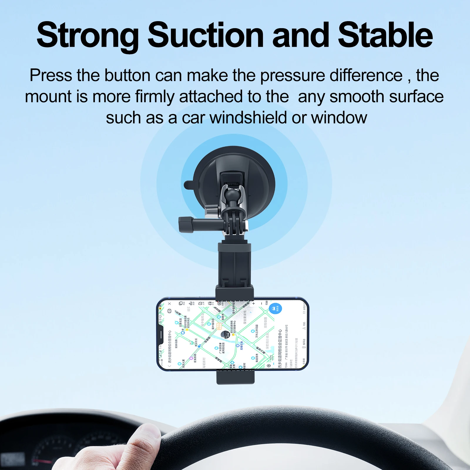telesin gravity car phone camera holder suction cup adjustable universal holder stand gps mount for gopro insta360 dji action 2 free global shipping