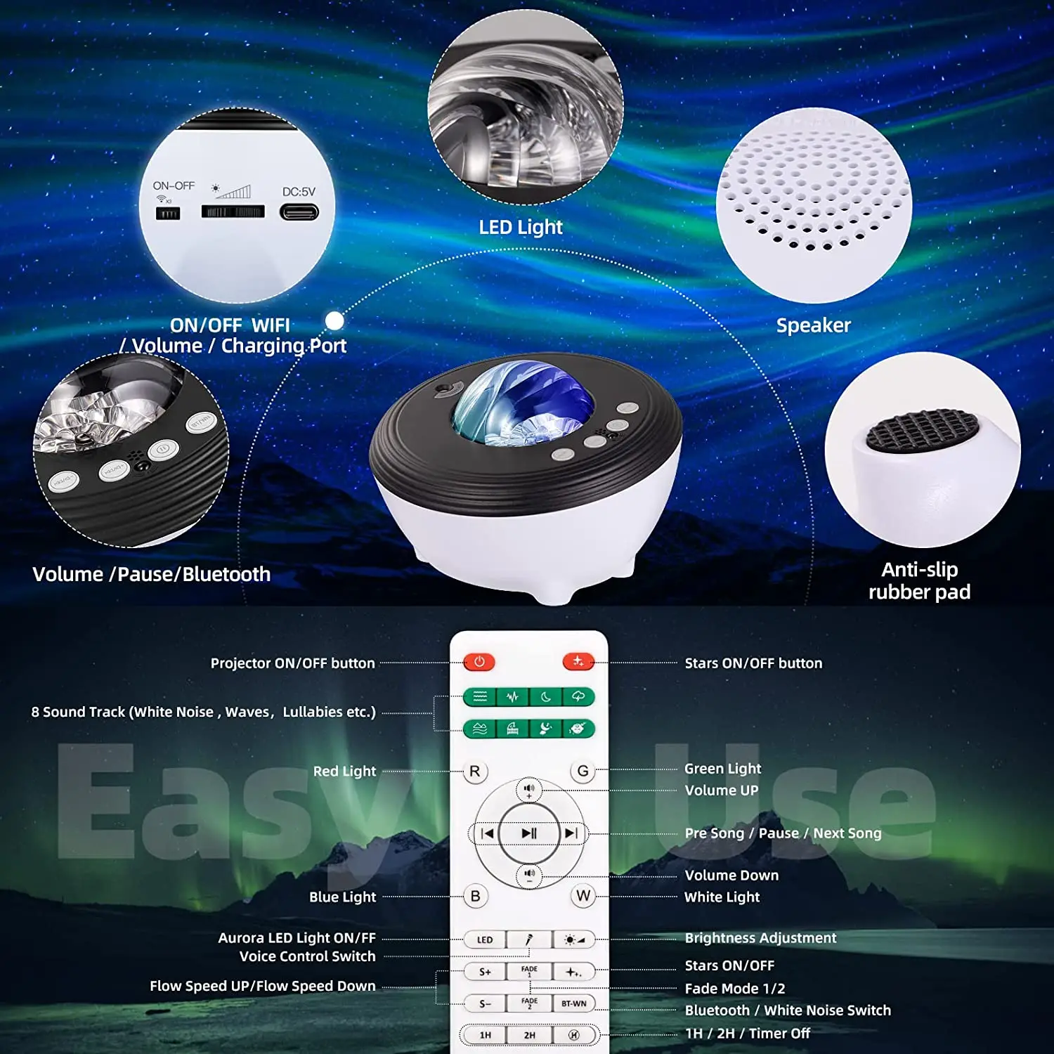 Умный светодиодный ночник с Wi-Fi и управлением через приложение проектор